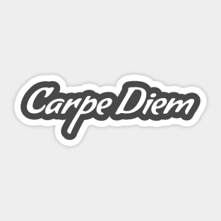 Carpe Diem / Hand Drawn Lettering / White on Black Sticker